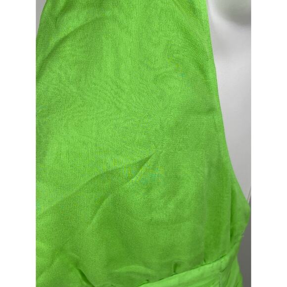 RETROFETE Zion Silk Chiffon Sheer Halterneck Lime Green Maxi Dress Size XS - Picture 6 of 14